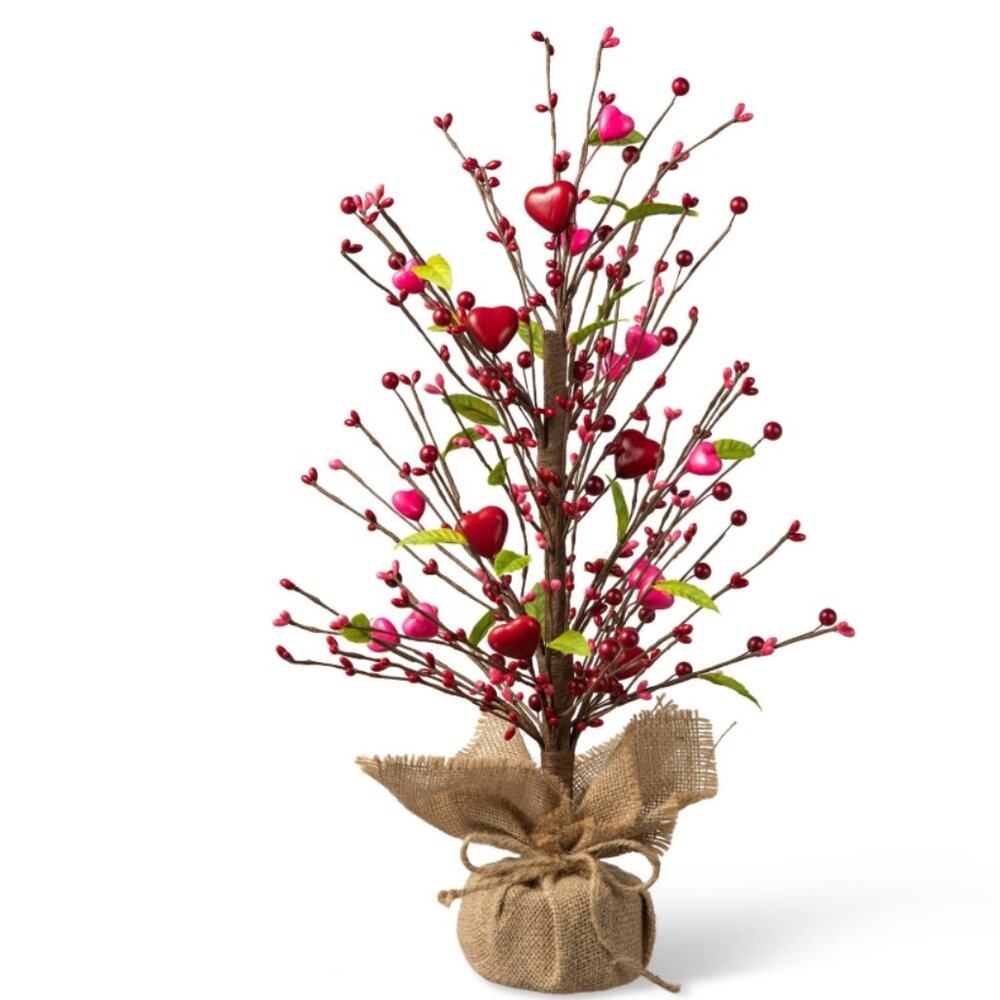 Glitzhome 20" H Valentine's Berry Heart Table Tree - Multi